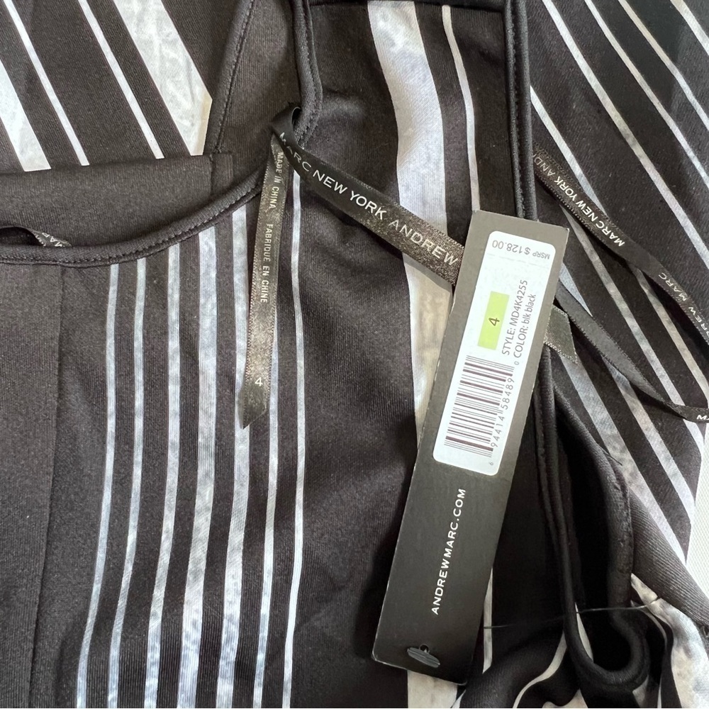 MARC New York Black Gray Vertical Stripes Sleeveless Fit and Flare Dress Size 4 - Picture 8 of 13